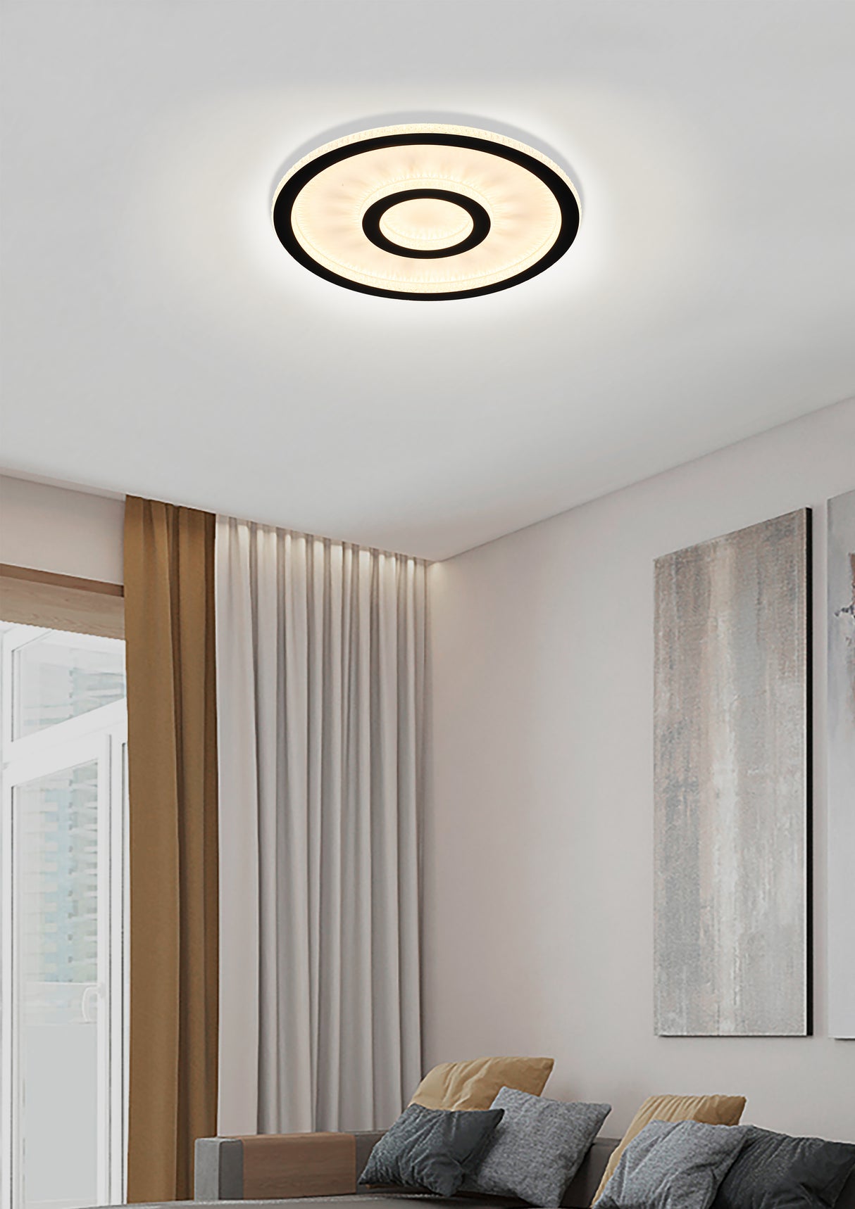 Searchlight Electric Roundel LED Flush, Matt Black 25688-35BK