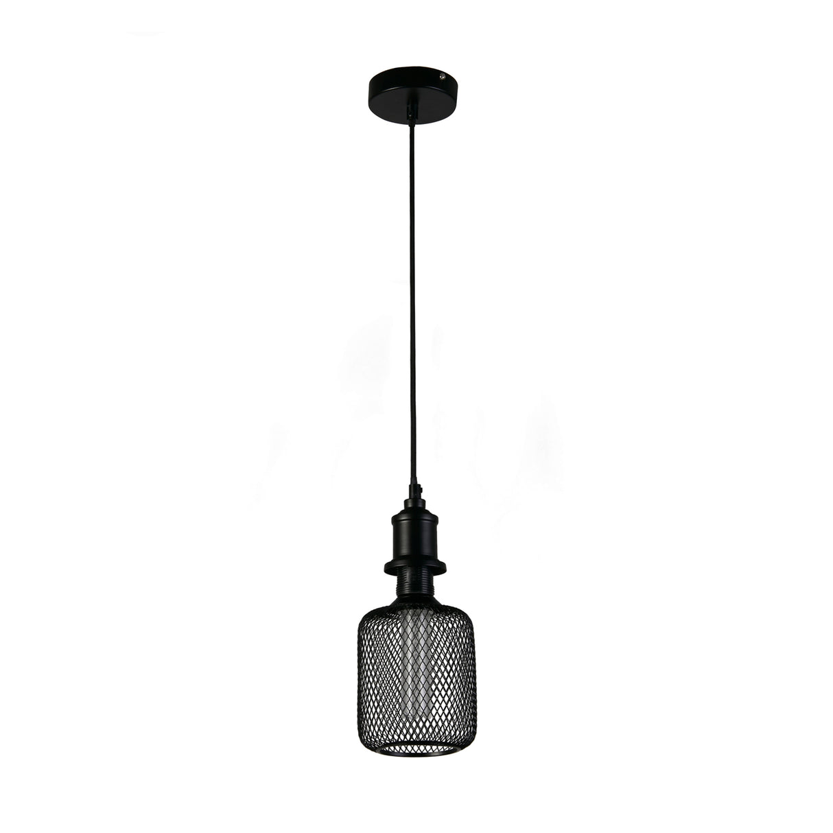 Searchlight Electric Wire Mesh Effect Drum Lamp - Black Metal 26002BK