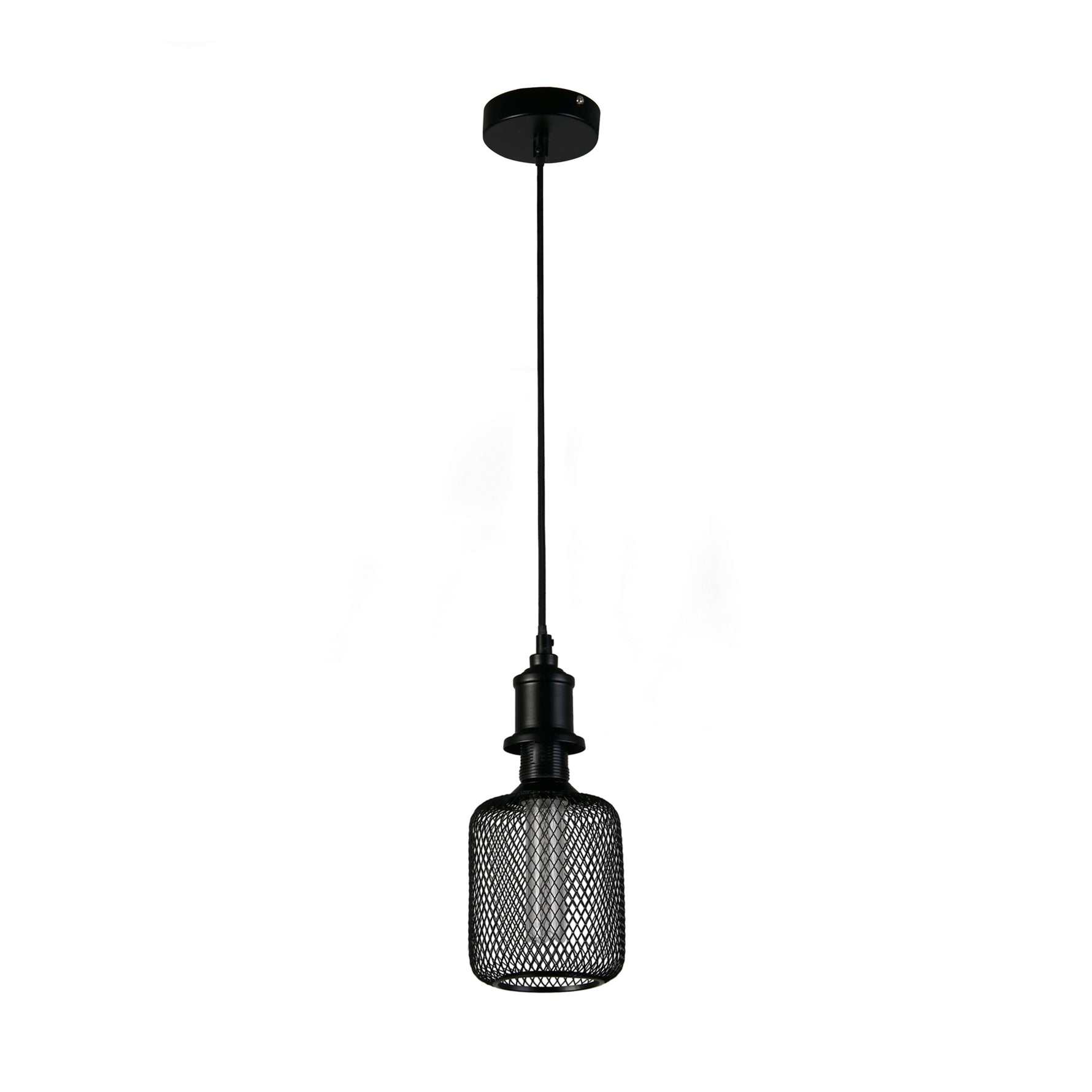 Searchlight Electric Wire Mesh Effect Drum Lamp - Black Metal 26002BK