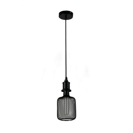 Searchlight Electric Wire Mesh Effect Drum Lamp - Black Metal 26002BK