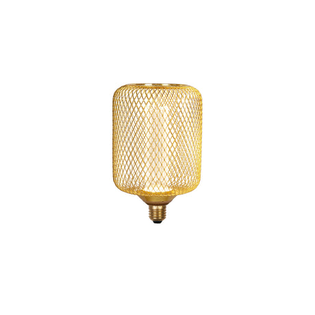 Wire Mesh Effect Drum Lamp - Gold Metal
