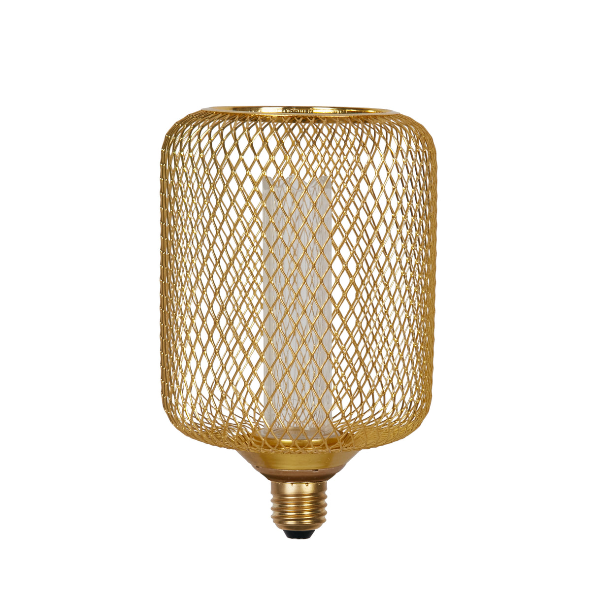 Searchlight Electric Wire Mesh Effect Drum Lamp - Gold Metal 26002GO