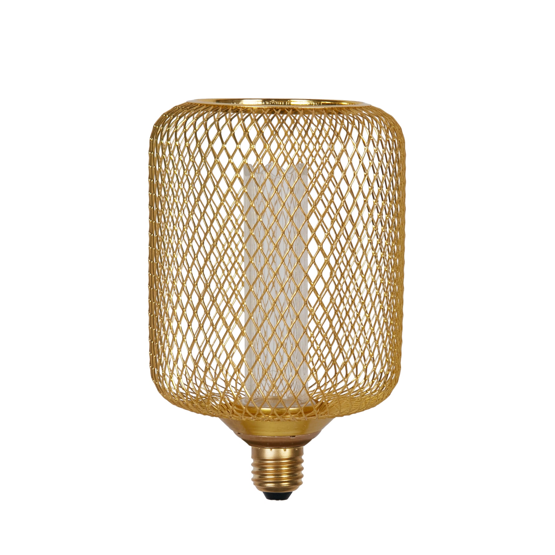 Searchlight Electric Wire Mesh Effect Drum Lamp - Gold Metal 26002GO