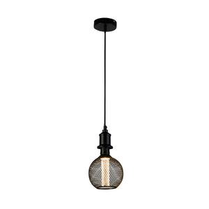 Wire Mesh Effect Globe Lamp - Black Metal