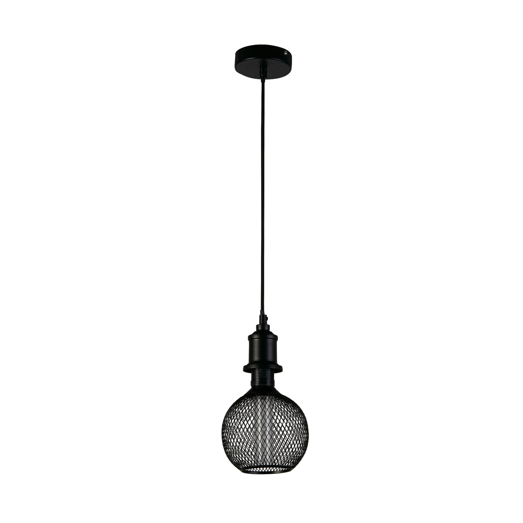 Searchlight Electric Wire Mesh Effect Globe Lamp - Black Metal 26003BK