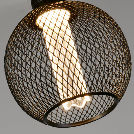 Searchlight Electric Wire Mesh Effect Globe Lamp - Black Metal 26003BK