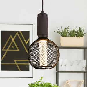 Searchlight Electric Wire Mesh Effect Globe Lamp - Black Metal 26003BK