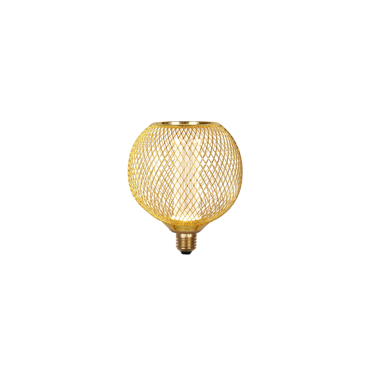 Wire Mesh Effect Globe Lamp - Gold Metal