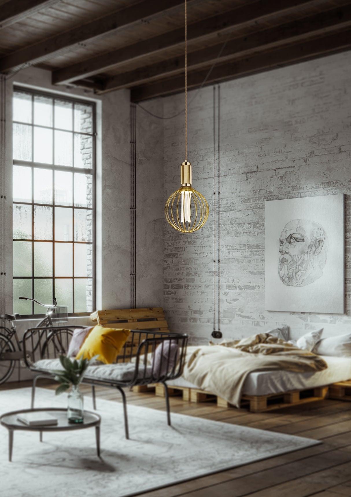 Searchlight Electric Globe Lamp - Gold Metal 26004GO