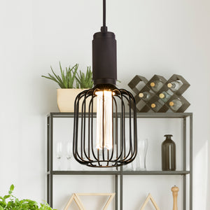 Searchlight Electric Drum Lamp - Black Metal 26005BK