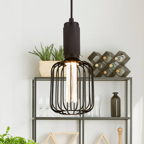 Searchlight Electric Drum Lamp - Black Metal 26005BK