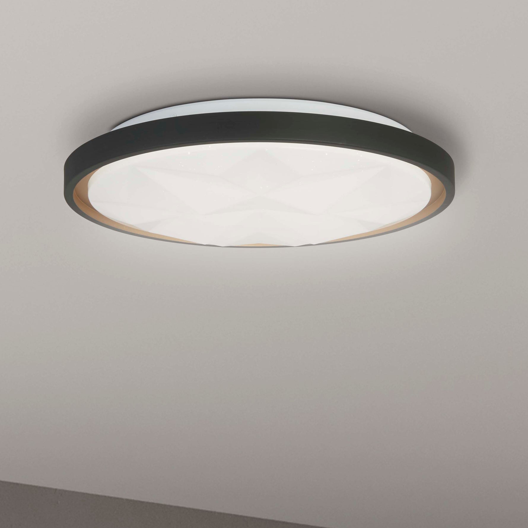 Searchlight Electric Satellite LED Flush, Black with Star Effect Diffuser 26185-415