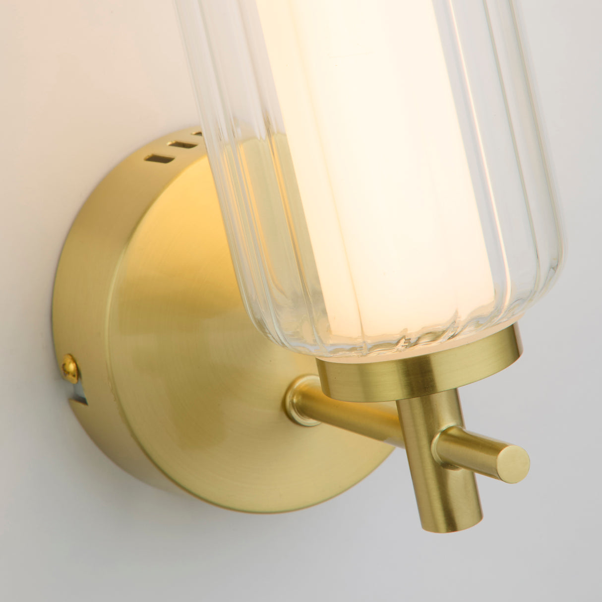 Searchlight Electric Mod LED Wall Light, Satin Brass Metal, Opal Acrylic & Clear 26253SB