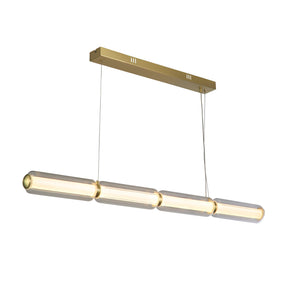 Mod LED Pendant, Satin Brass Metal, Opal Acrylic & Clear Gla