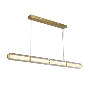 Mod LED Pendant, Satin Brass Metal, Opal Acrylic & Clear Gla