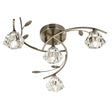 Sierra 4Lt Semi-Flush Ceiling Light - Antique Brass & Glass