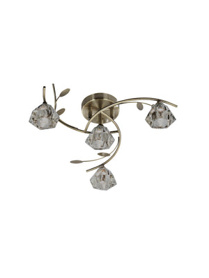 Searchlight Electric Sierra 4Lt Semi-Flush Ceiling Light - Antique Brass & Glass 2634-4AB
