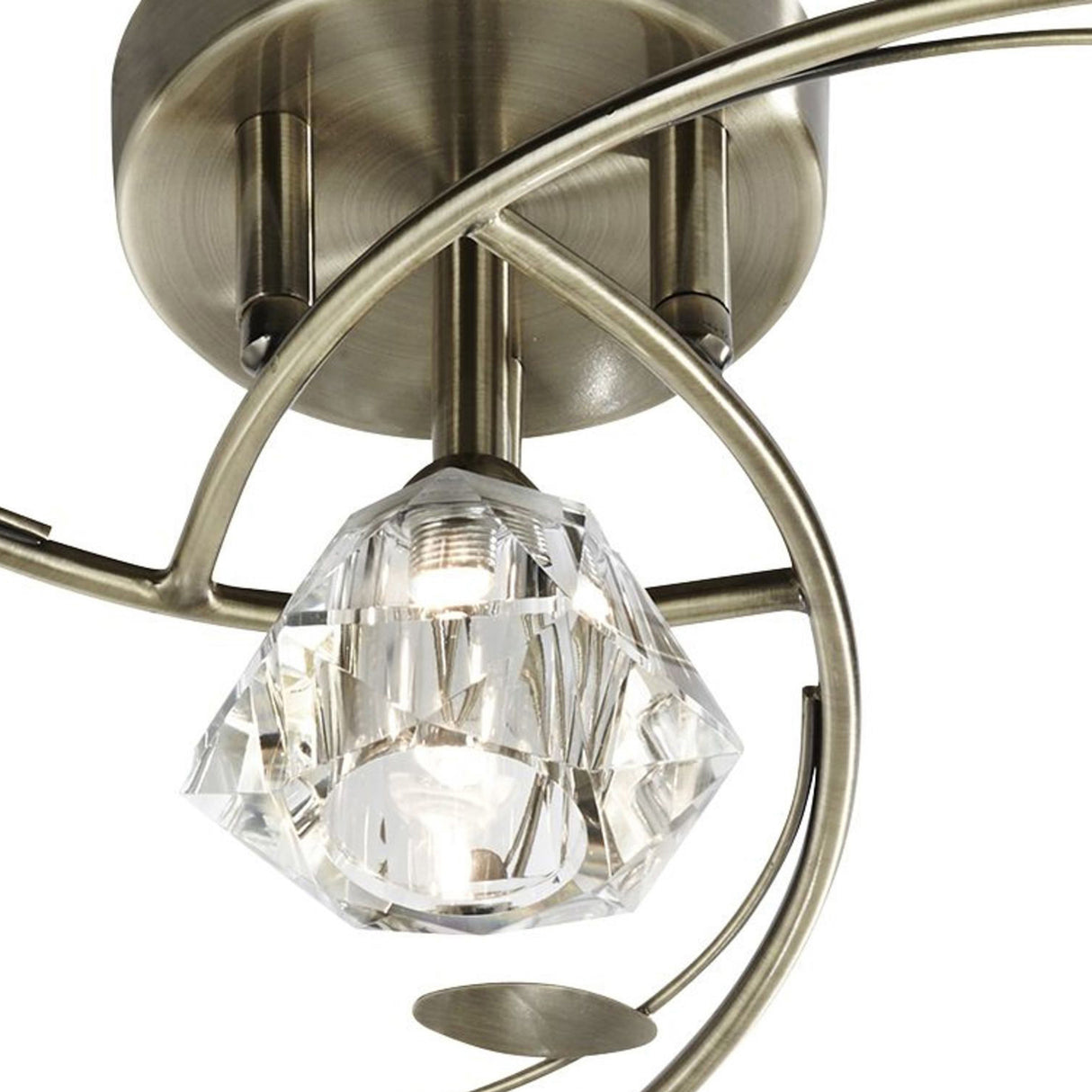 Searchlight Electric Sierra 4Lt Semi-Flush Ceiling Light - Antique Brass & Glass 2634-4AB