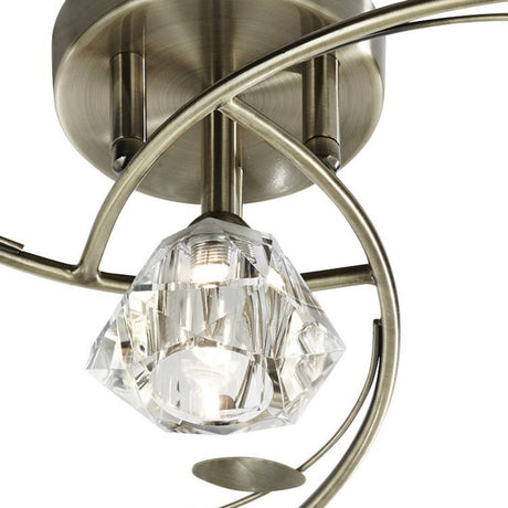 Searchlight Electric Sierra 4Lt Semi-Flush Ceiling Light - Antique Brass & Glass 2634-4AB