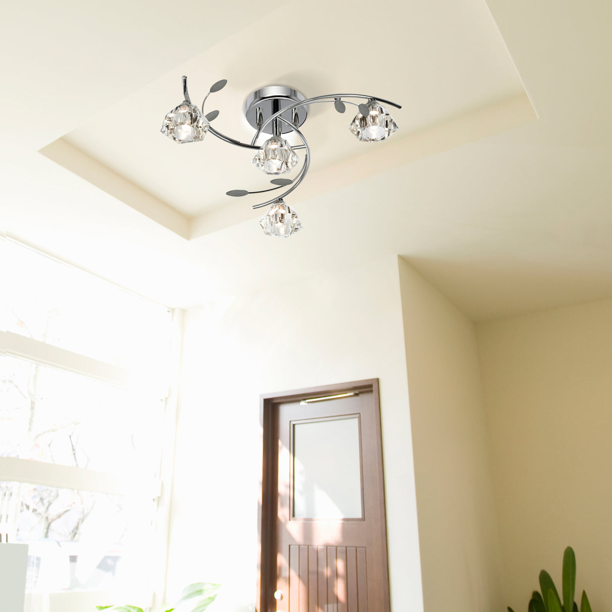 Searchlight Electric Sierra 4Lt Semi-Flush - Chrome & Clear Glass 2634-4CC