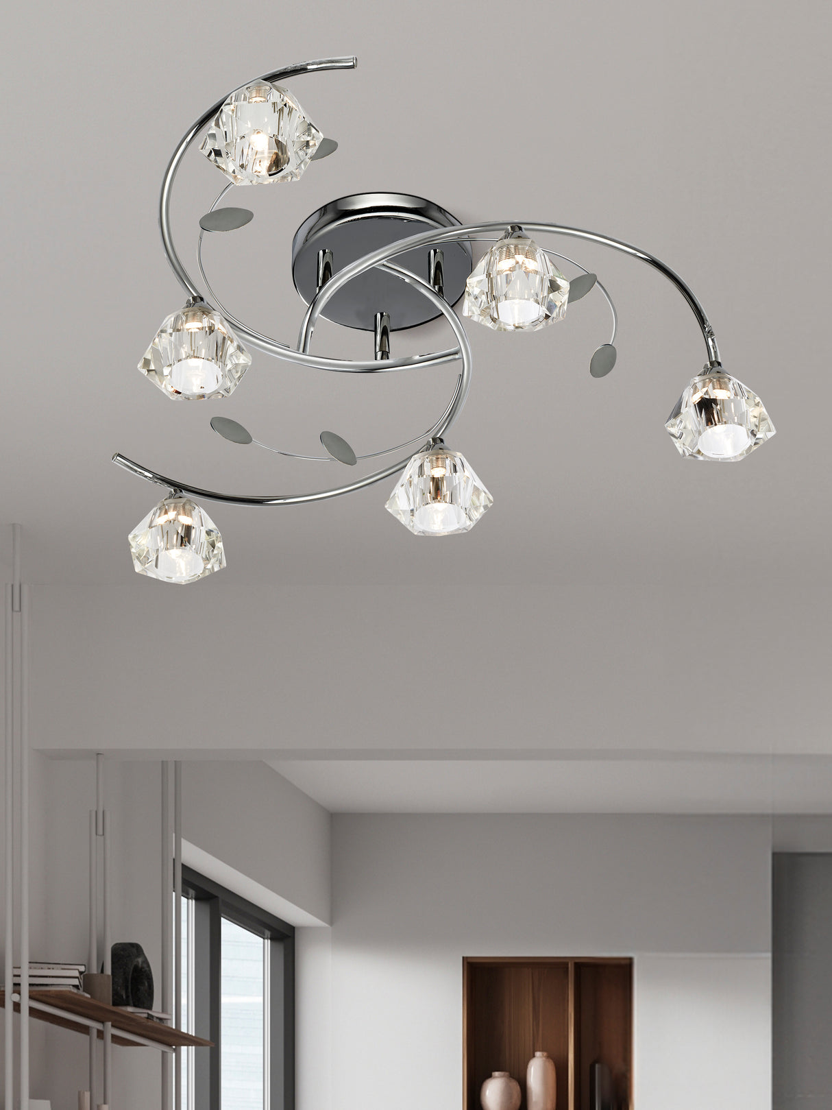 Searchlight Electric Sierra 6Lt Semi-Flush - Chrome & Clear Glass 2636-6CC