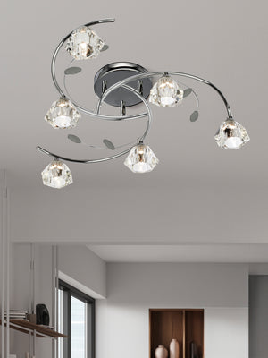 Searchlight Electric Sierra 6Lt Semi-Flush - Chrome & Clear Glass 2636-6CC