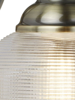 Searchlight Electric Bistro II Wall Light- Antique Brass & Holophane Style Glass 2671-1AB
