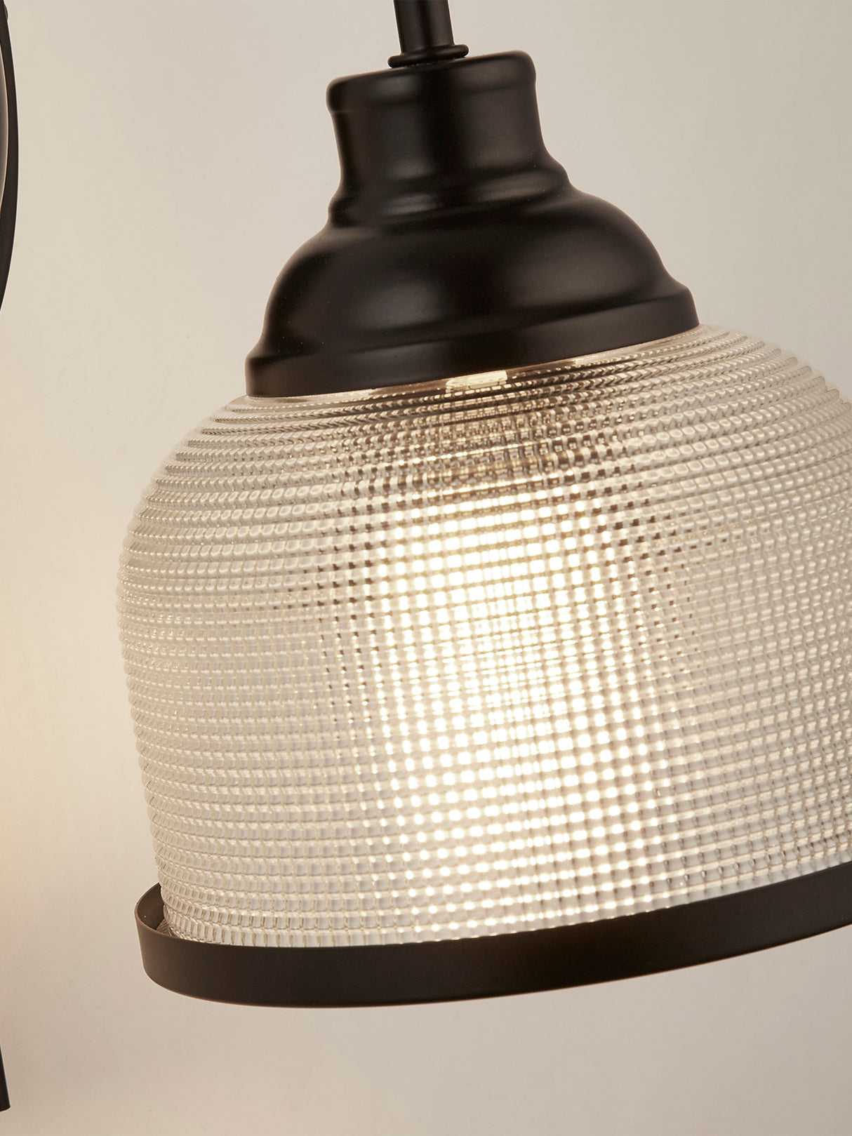 Searchlight Electric Highworth Wall Light- Matt Black Metal,Holophane Style Glass 2671-1BK