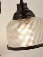 Searchlight Electric Highworth Wall Light- Matt Black Metal,Holophane Style Glass 2671-1BK