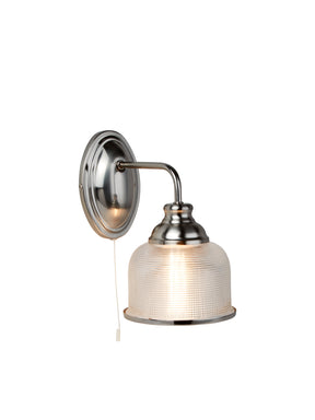 Bistro II Wall Light - Satin Silver & Holophane Style Glass
