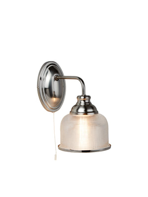 Bistro II Wall Light - Satin Silver & Holophane Style Glass