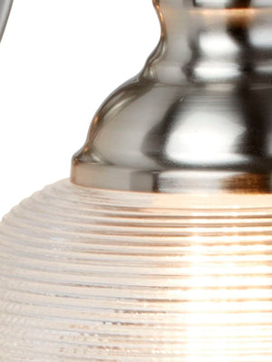 Searchlight Electric Bistro II Wall Light - Satin Silver & Holophane Style Glass 2671-1SS