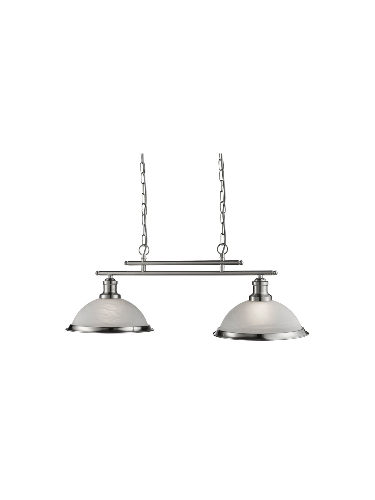 Bistro 2Lt Bar Pendant  - Satin Silver Metal & Glass