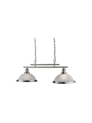 Bistro 2Lt Bar Pendant  - Satin Silver Metal & Glass