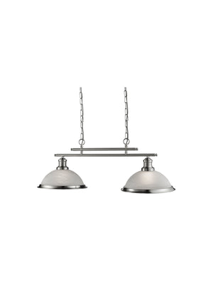 Bistro 2Lt Bar Pendant  - Satin Silver Metal & Glass
