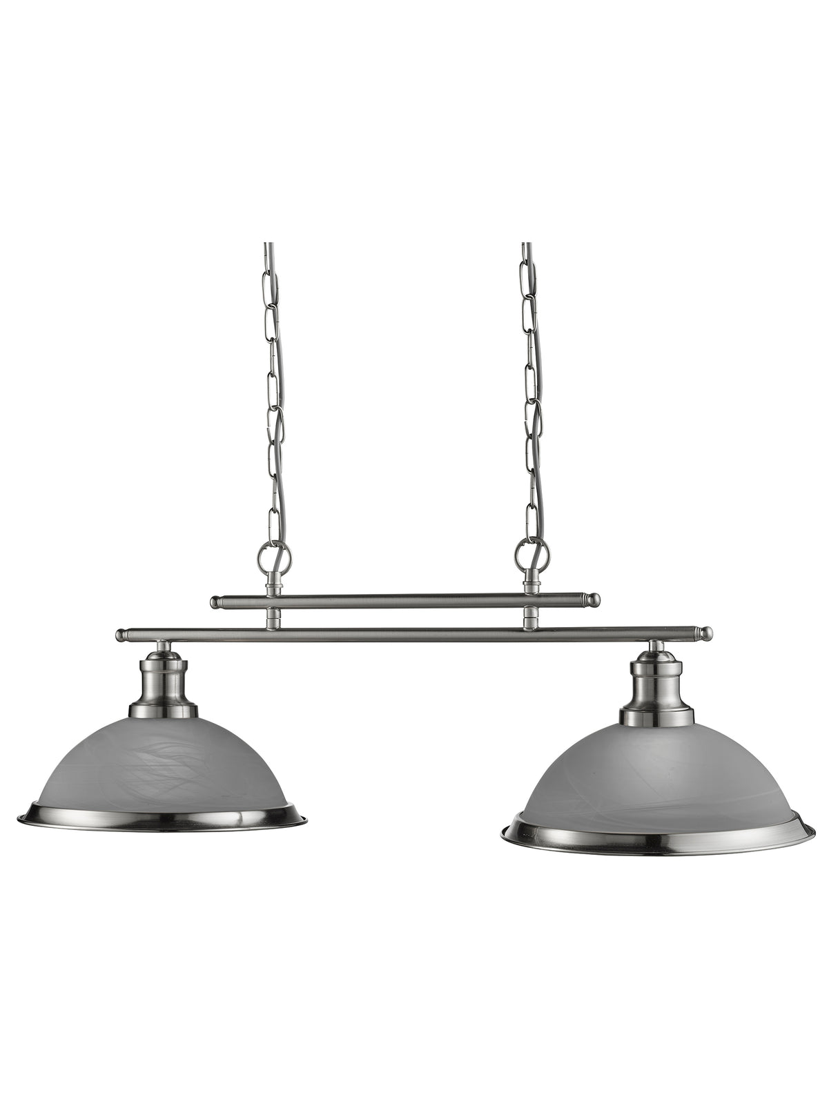 Searchlight Electric Bistro 2Lt Bar Pendant  - Satin Silver Metal & Glass 2682-2SS