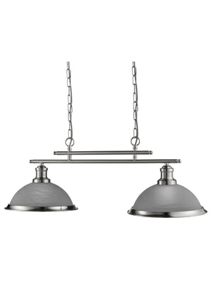 Searchlight Electric Bistro 2Lt Bar Pendant  - Satin Silver Metal & Glass 2682-2SS