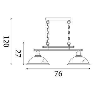 Searchlight Electric Bistro 2Lt Bar Pendant  - Satin Silver Metal & Glass 2682-2SS