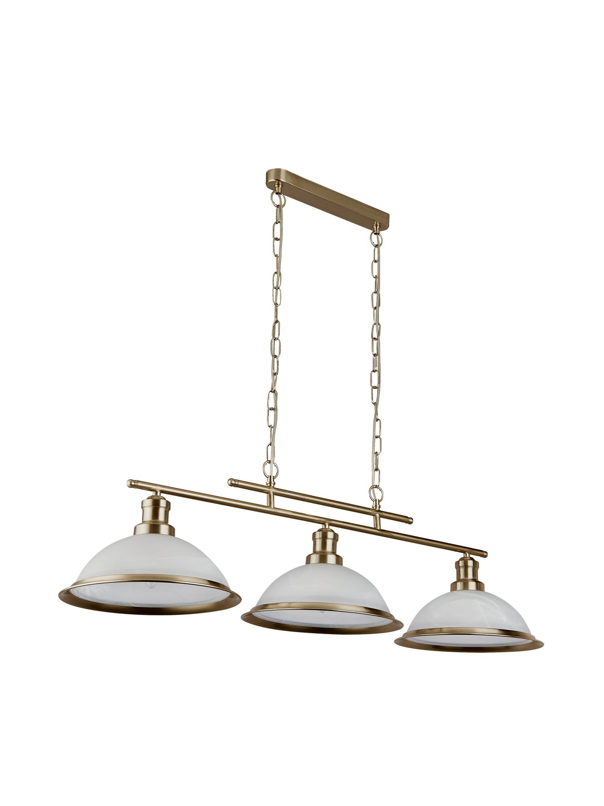 Searchlight Electric Bistro 3Lt Bar Pendant - Antique Brass Metal & Acid Glass 2683-3AB