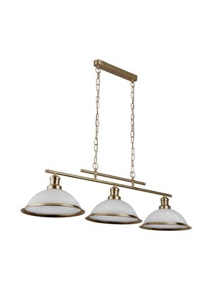 Searchlight Electric Bistro 3Lt Bar Pendant - Antique Brass Metal & Acid Glass 2683-3AB