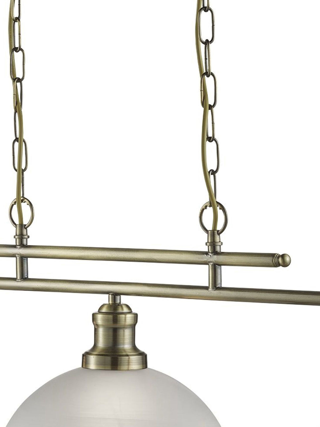 Searchlight Electric Bistro 3Lt Bar Pendant - Antique Brass Metal & Acid Glass 2683-3AB