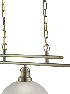 Searchlight Electric Bistro 3Lt Bar Pendant - Antique Brass Metal & Acid Glass 2683-3AB