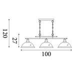 Searchlight Electric Bistro 3Lt Bar Pendant - Antique Brass Metal & Acid Glass 2683-3AB