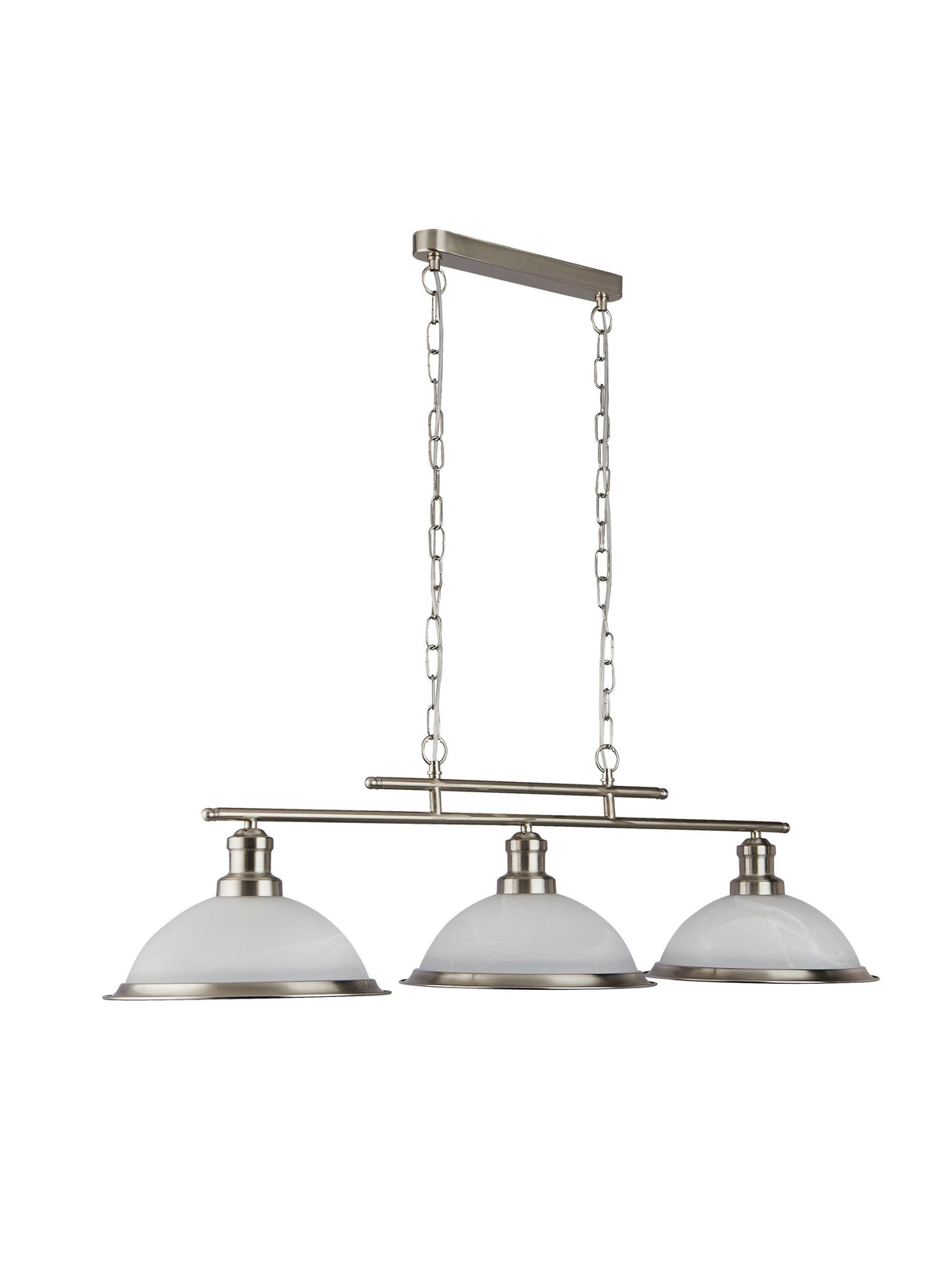 Searchlight Electric Bistro  3Lt Bar Pendant - Satin Silver Metal & Acid Glass 2683-3SS