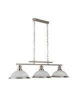 Searchlight Electric Bistro  3Lt Bar Pendant - Satin Silver Metal & Acid Glass 2683-3SS