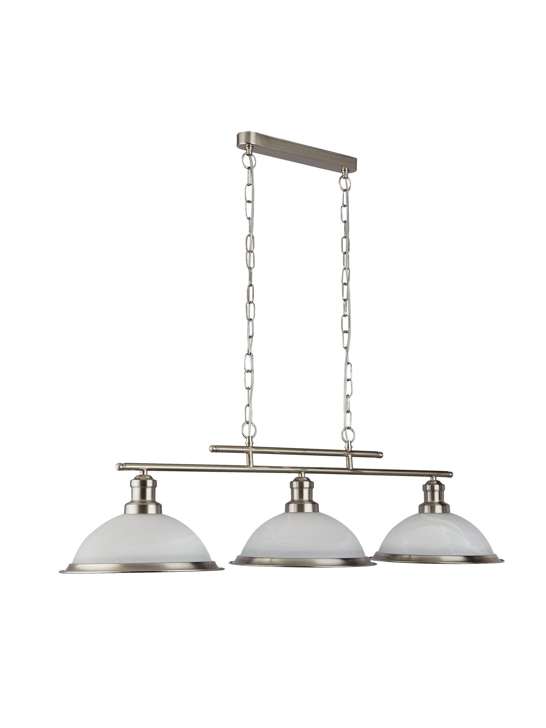 Searchlight Electric Bistro  3Lt Bar Pendant - Satin Silver Metal & Acid Glass 2683-3SS