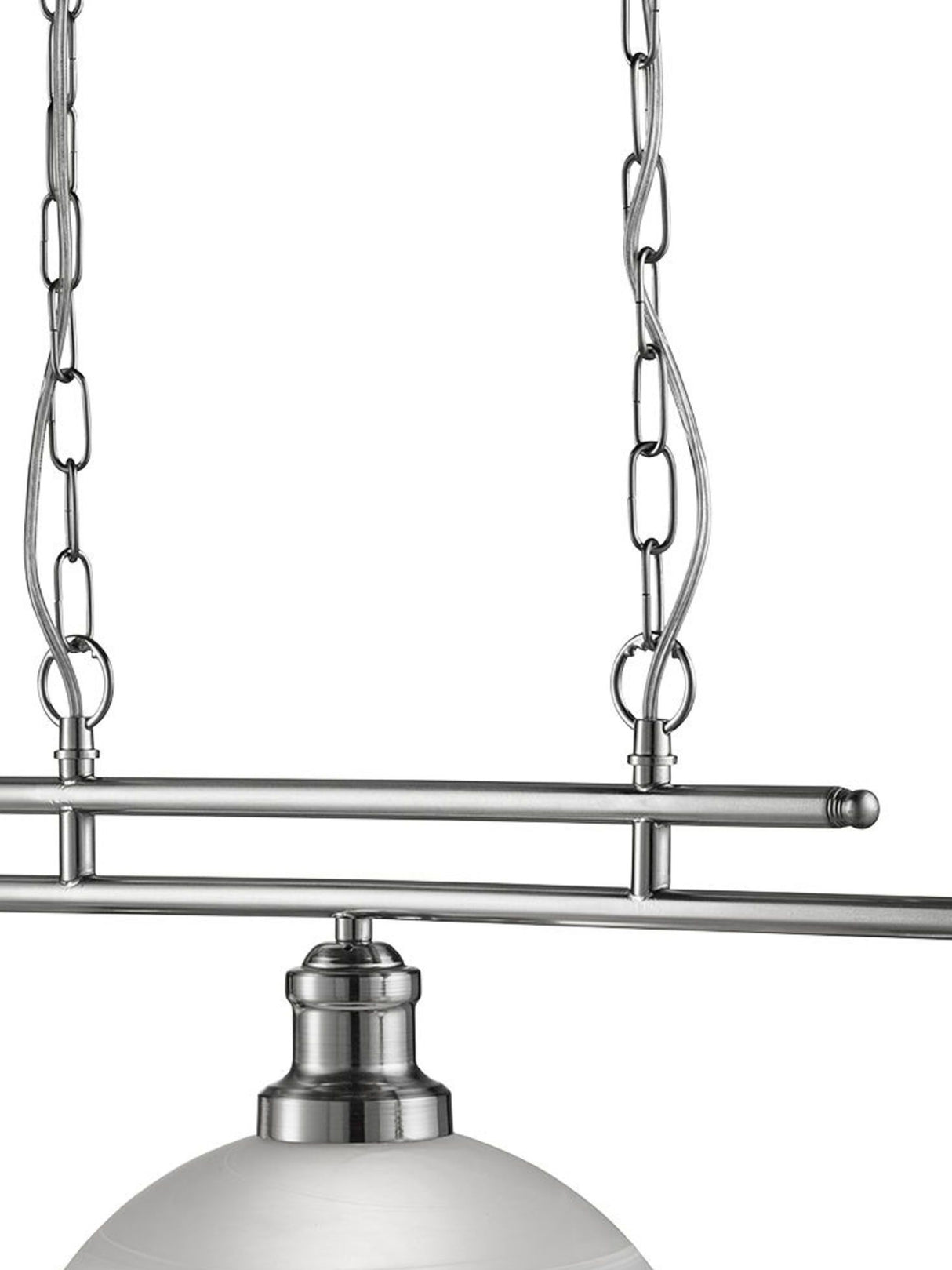 Searchlight Electric Bistro  3Lt Bar Pendant - Satin Silver Metal & Acid Glass 2683-3SS