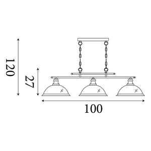 Searchlight Electric Bistro  3Lt Bar Pendant - Satin Silver Metal & Acid Glass 2683-3SS