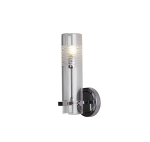 Scope Bathroom Wall Light- Chrome Metal & Clear Etched Glass