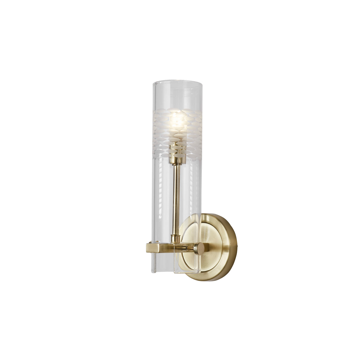 Scope Bathroom Wall Light - Satin Brass & Clear Etched Glass